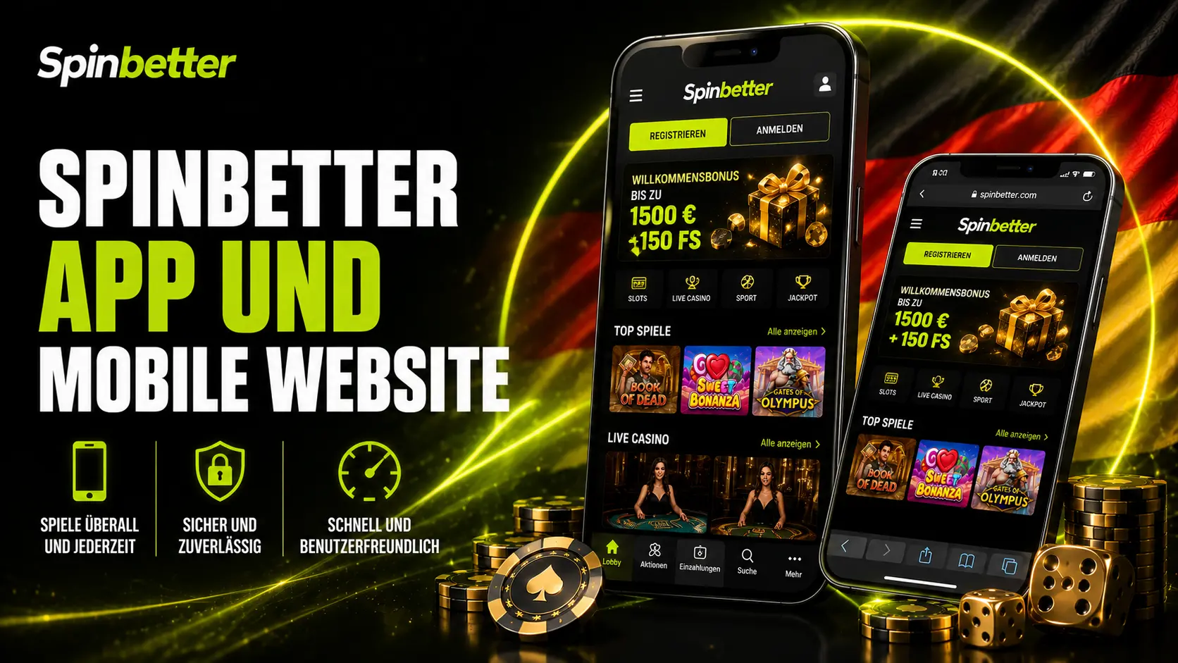 SpinBetter App und mobile Website